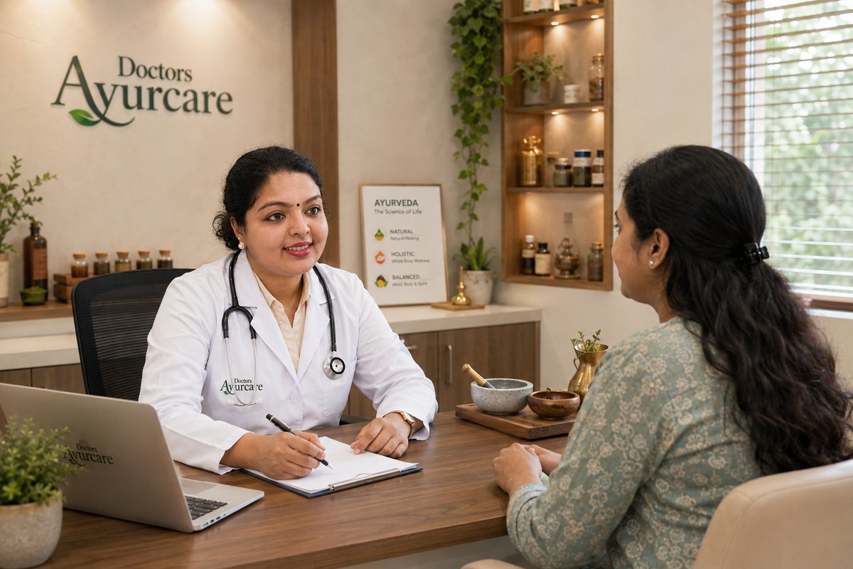 Doctors Ayurcare physician in consultation with a patient